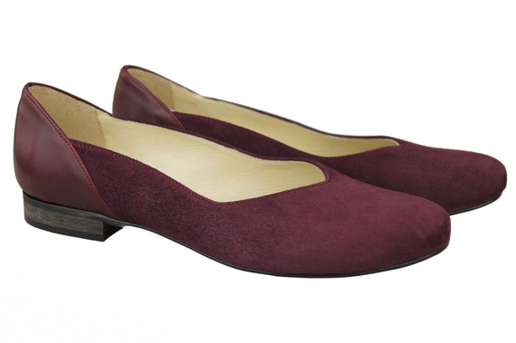 Damen-Ballerinas, Naturleder, Burgunderrot 984 ElitaBut