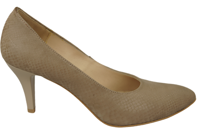 Damenschuhe Pumps Beige Schlangenmotiv Naturleder 150 ElitaBut