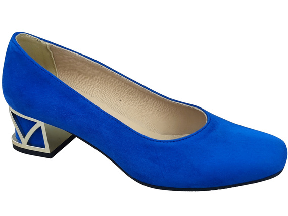 Bequeme Damenschuhe Azurblau Pumps mit dekorativem Absatz Natürliches Wildleder 219 von ElitaBut