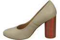 Damenschuhe Pumps Beige Naturleder Bunter Zierabsatz 194 ElitaBut