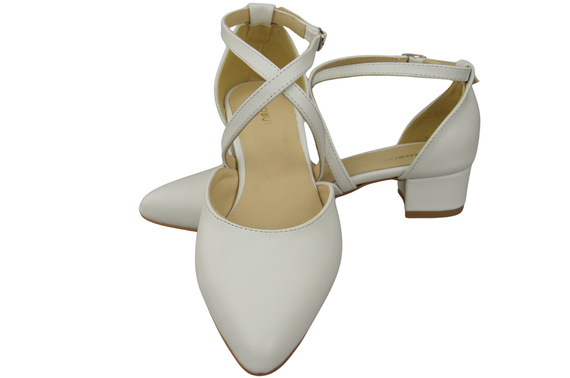 Damen Sandalen Echtleder Weiß mit Riemen Niedriger Absatz 223 ElitaBut