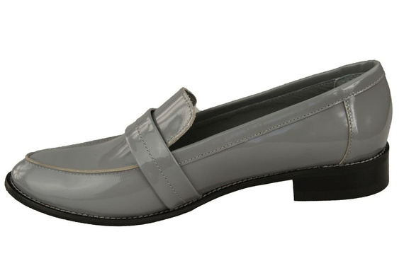 Schuhe Damen Mokassins Naturleder Grau lackiert 139 ElitaBut
