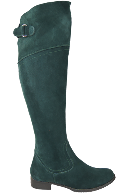 Schuhe Damenstiefel Stiefel Overknee-Stiefel, Naturleder, Velours, Malachit 154 ElitaBut