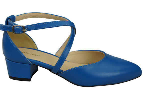 Damen Sandalen Echtleder Blau mit Riemen Niedriger Absatz 223 ElitaBut