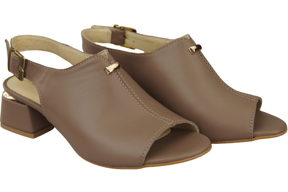 Damenschuhe Cappuccino Sandalen Dunkelgoldene Schnalle Naturleder 198 ElitaBut