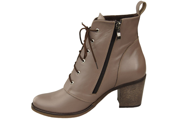 Damen Winter-Schnürstiefel, Naturleder Cappuccino Dark 188 von ElitaBut