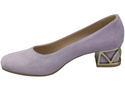 Bequeme Damenschuhe Helle Lila Pumps mit dekorativem Absatz Natürliches Wildleder 219 von ElitaBut