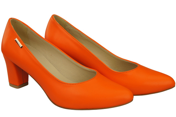 Klassische Glatt Damen Orange Naturleder Schuhe 213 ElitaBut