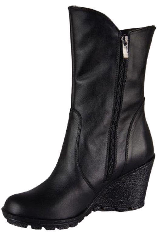 Damen-Keilstiefel, Naturleder, Schwarz 750 ElitaBut