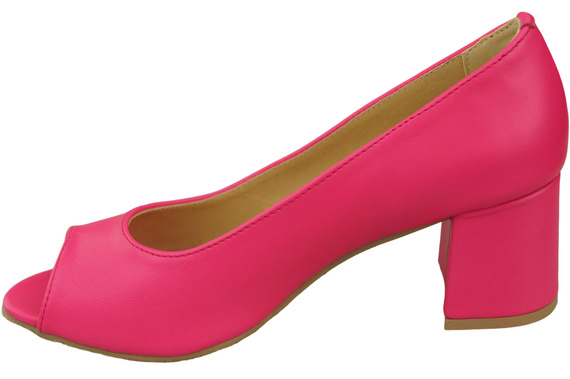 Damenschuhe PEEP TOE Pumps Neonrosa Naturleder mit beschichtetem Absatz 192 ElitaBut