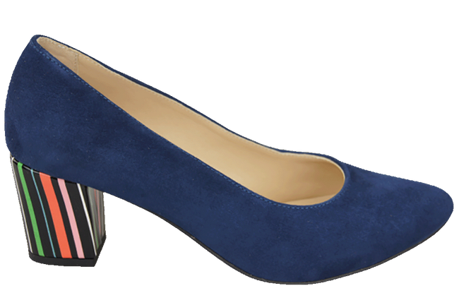 Damenschuhe Pumps Marineblaues natürliches Wildleder mit dekorativem Absatz 158 von ElitaBut