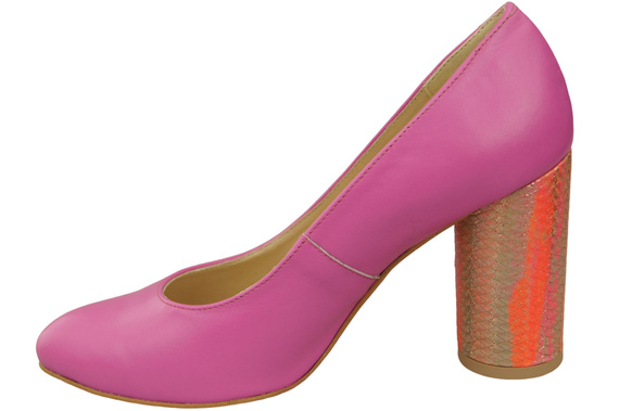 Damenschuhe Pumps Fuchsia Naturleder Bunter dekorativer Absatz 194 ElitaBut
