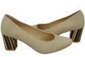 Damenschuhe Pumps Beige Natürliches Wildleder Dekorativer Absatz 158 von ElitaBut