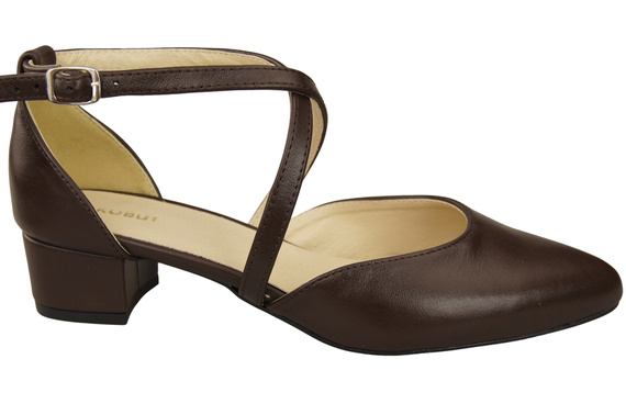 Damen Sandalen Echtleder Schokolade mit Riemen Niedriger Absatz 223 ElitaBut