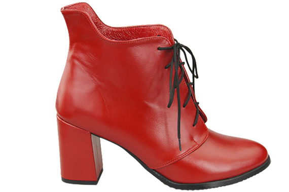 Winter-Schnürstiefeletten für Damen, Naturleder, Rot 174 von ElitaBut