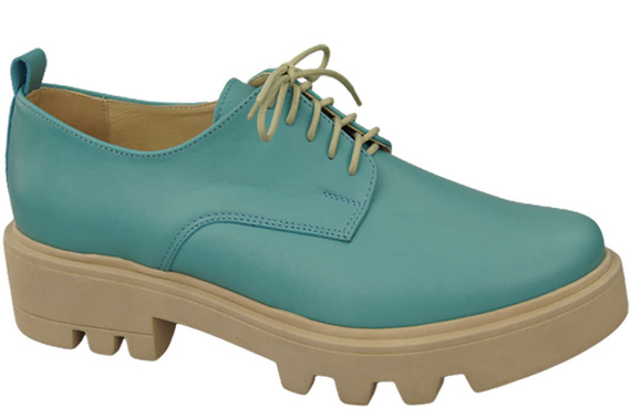 Schuhe Damen Schnürschuhe Türkis Leder Natur 180 ElitaBut