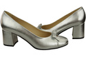 Damen Pumps mit Schleife Silber Naturleder und niedrigem Absatz 203 ElitaBut