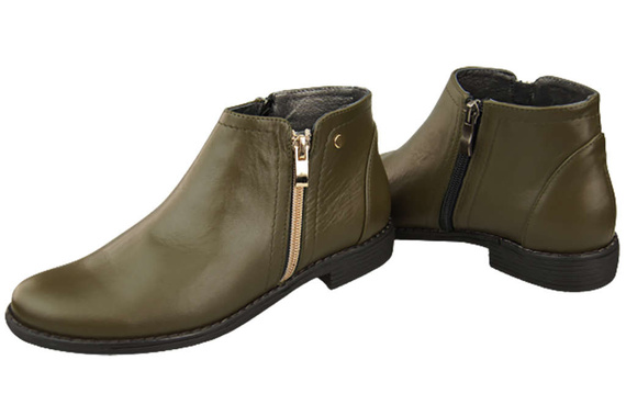 Damenschuhe Damenstiefel Warmes Naturleder Olive 872 von Elitabut