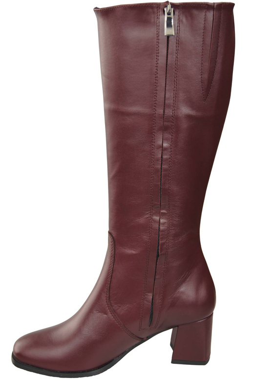 Bequeme Damen Burgund Niedrig Absatz Stiefel Naturleder 212 ElitaBut