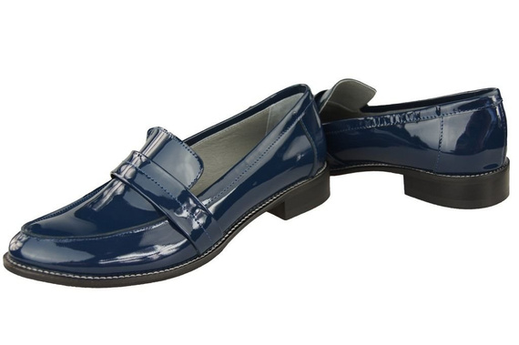 Schuhe Damen Mokassins Naturleder Marineblauer Lack 139 ElitaBut