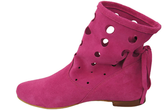 Schuhe Damen-Stiefeletten, natürliches Veloursleder, Fuchsia 160 ElitaBut