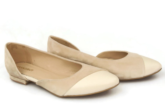 Damenschuhe Ballerinas Beige, Naturleder, Wildleder 146 ElitaBut