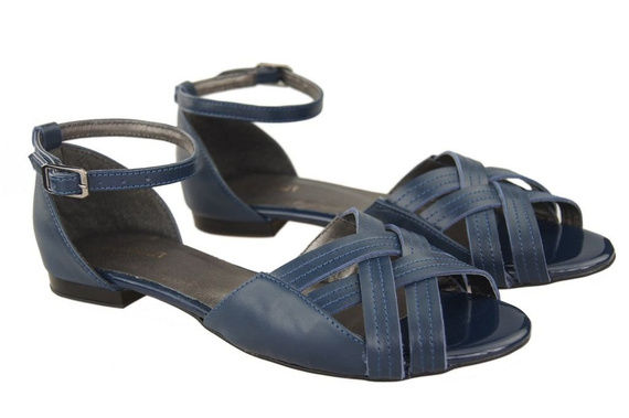 Schuhe Damen Sandalen Marineblau Naturleder 128 ElitaBut