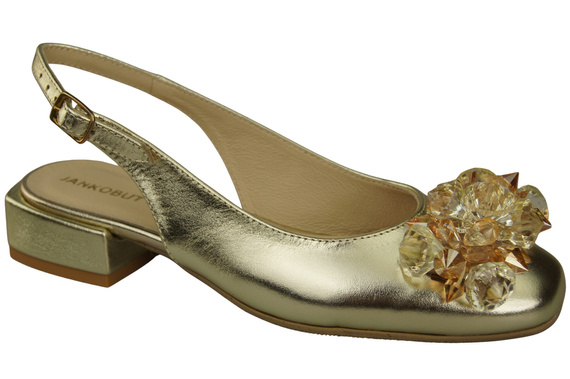 Damen Schuhe Gold Sandalen mit Kristallen Naturleder 215 ElitaBut