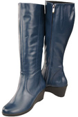 Damenschuhe Keilstiefel, Naturleder, Marineblau 177 ElitaBut