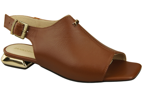 Bequeme Frauenschuhe Sandalen Braun Flacher Goldabsatz Naturleder 207 ElitaBut