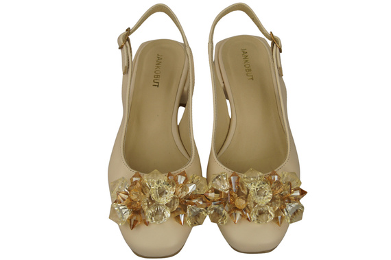 Damen Schuhe Beige Sandalen mit Kristallen Naturleder 215 ElitaBut