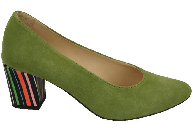 Damenschuhe Pistazien-Pumps, natürliches Wildleder, dekorativer Absatz 158 von ElitaBut