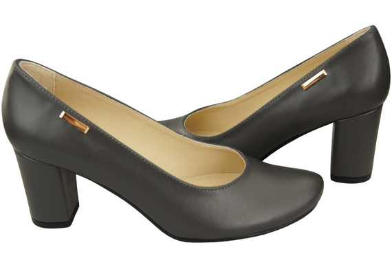 Klassische Damen Graphite Leder Mandel Nase Pumps 201 ElitaBut