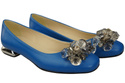Damen Blau Pumps mit Kristallen flach Naturleder 216 ElitaBut