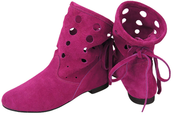 Schuhe Damen-Stiefeletten, natürliches Veloursleder, Lila 160 ElitaBut