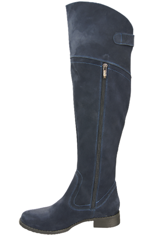Schuhe Damenstiefel Stiefel Overknee-Stiefel, Naturleder, Velours, Marineblau 154 ElitaBut