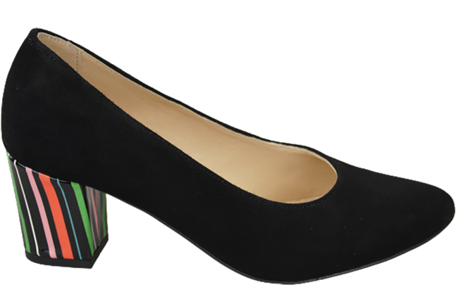 Damenschuhe Pumps Schwarz Natürliches Wildleder Dekorativer Absatz 158 von ElitaBut