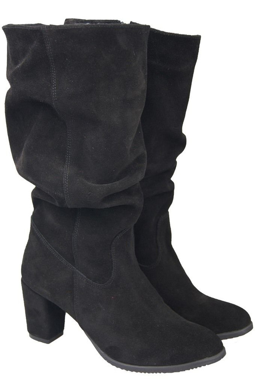 Schuhe Damenstiefel, Naturleder, Velours 141 Schwarz ElitaBut