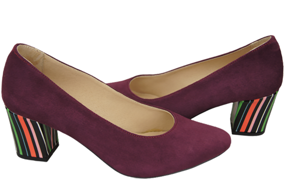 Damenschuhe Pumps Burgunderrot Natürliches Wildleder Dekorativer Absatz 158 von ElitaBut