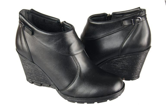 Damen-Keilstiefel, Naturleder, Schwarz 739 ElitaBut