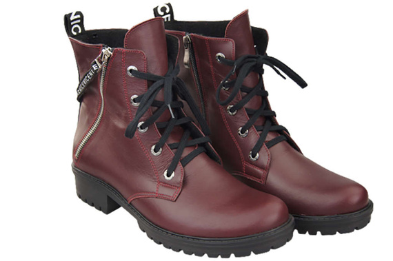 Schuhe Damen-Stiefeletten mit der Aufschrift NICE, Naturleder, Burgunderrot 173 L ElitaBut