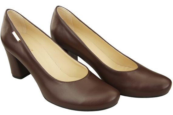 Klassische Damen Schokolade Leder Mandel Nase Pumps 201 ElitaBut