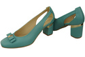 Schuhe Damen Türkis Pumps aus Naturleder mit dekorativem Absatz 199 ElitaBut