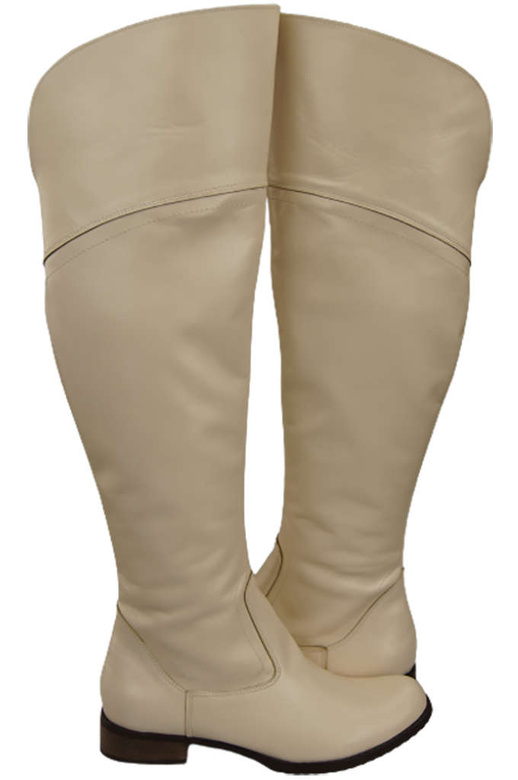 Schuhe Damenstiefel Stiefel, Overknee-Stiefel, Naturleder, Beige 638 ElitaBut