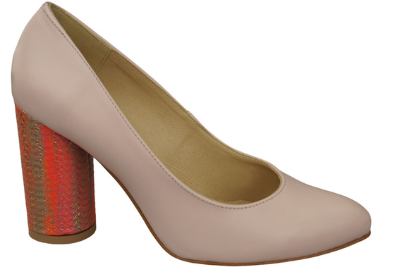 Damenschuhe Pumps rosa Puder Naturleder Bunt Zierabsatz 194 ElitaBut