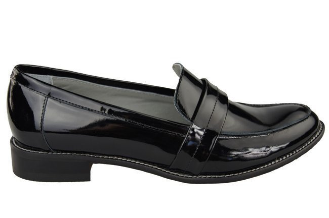 Schuhe Damen Mokassins Naturleder Schwarz lackiert 139 ElitaBut