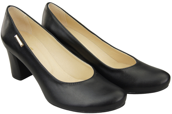 Klassische Damen Schwarz Naturleder Mandelnase Kürbisschuhe 201 ElitaBut