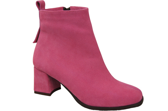 Damen Stiefeletten Fuchsie aus Veloursleder, stabiler Blockabsatz, Reißverschluss 224 ElitaBut