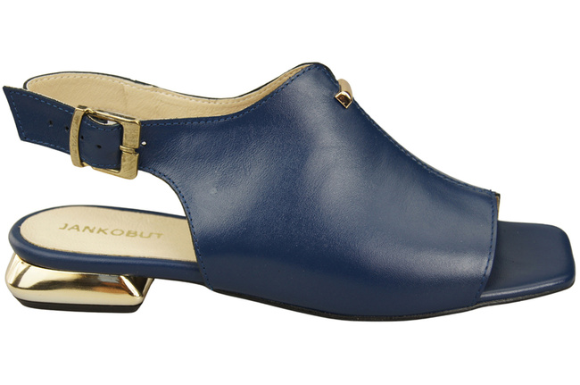 Bequeme Frauenschuhe Sandalen Marineblau Flacher Goldabsatz Naturleder 207 ElitaBut