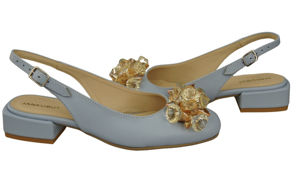 Damen Schuhe Hellblau Sandalen mit Kristallen Naturleder 215 ElitaBut